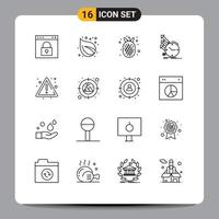 aperçu de l'interface mobile ensemble de 16 pictogrammes de recherche d'éléments de conception vectoriels modifiables d'été d'inspection d'arbres vecteur