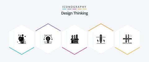 design thinking pack d'icônes de 25 glyphes, y compris la modification. crayon. vecteur. Stationnaire. crayon vecteur