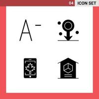 pack d'icônes vectorielles stock de 4 signes et symboles de ligne pour diminuer les éléments de conception vectoriels modifiables de la maison mobile mâle feuille vecteur
