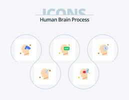 processus du cerveau humain pack d'icônes plates 5 conception d'icônes. connaissances. diriger. Médicament. éducation. pensée vecteur