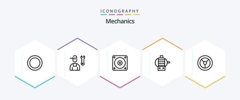 pack d'icônes mécanique 25 lignes comprenant. . électrique. mécanique. moteur vecteur