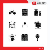 pack d'icônes vectorielles stock de 9 signes et symboles de ligne pour les ensembles de conception de personnes instagram nuit éléments de conception vectoriels modifiables vecteur