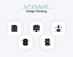 design thinking glyph icon pack 5 icon design. l'ordinateur. profil. dessin. reprendre. plus vecteur