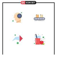 4 concept d'icône plate pour les sites Web mobiles et les applications ligne de tête boîte d'esprit à droite éléments de conception vectoriels modifiables vecteur