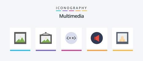 pack d'icônes multimédia plat 5 comprenant. html. photo. conception d'icônes créatives vecteur