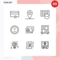 ensemble de 9 symboles d'icônes d'interface utilisateur modernes signes pour les périphériques d'interface d'identité supprimer annuler les éléments de conception vectoriels modifiables vecteur