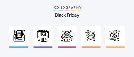 pack d'icônes de la ligne 5 du vendredi noir, y compris la remise. vendredi noir. vendre. en ligne. Commerce. conception d'icônes créatives vecteur