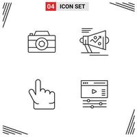 4 icônes créatives signes et symboles modernes de la caméra doigt photo haut-parleur éléments de conception vectoriels modifiables à la main vecteur