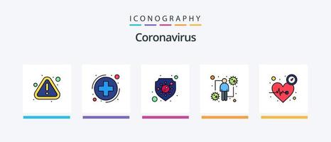 ligne de coronavirus remplie de 5 packs d'icônes, y compris l'anatomie. clinique. bactéries. imeuble. virus. conception d'icônes créatives vecteur