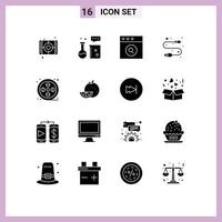 ensemble de 16 symboles d'icônes d'interface utilisateur modernes signes pour l'art fil science laboratoire câble usb éléments de conception vectoriels modifiables vecteur