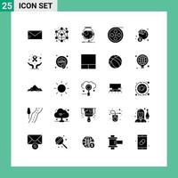 interface mobile ensemble de glyphes solides de 25 pictogrammes d'éléments de conception vectorielle modifiables de film vidéo en ligne d'économie brute vecteur