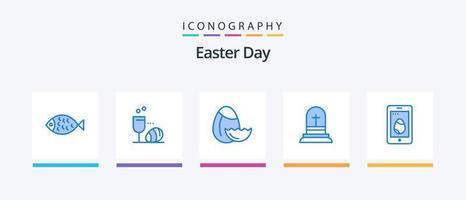 pack d'icônes bleu de pâques 5, y compris la cellule. portable. Oeuf. Pâques. Christian. conception d'icônes créatives vecteur