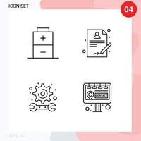ensemble moderne de 4 couleurs et symboles plats remplis tels que l'étude de la batterie contact de l'académie médicale éléments de conception vectoriels modifiables vecteur