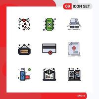 9 icônes créatives signes et symboles modernes de la finance sign console sauna drive éléments de conception vectoriels modifiables vecteur