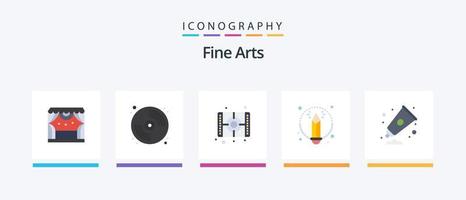 pack d'icônes plat 5 beaux-arts comprenant les arts. crème. film. crayon. Créatif. conception d'icônes créatives vecteur