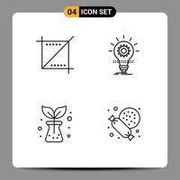 groupe de 4 signes et symboles de couleurs plates remplies pour les éléments de conception vectoriels modifiables de l'idée web de l'agriculture agricole vecteur