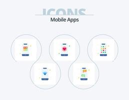 pack d'icônes plates d'applications mobiles 5 conception d'icônes. application. téléphone fixe. pp. datation. interaction vecteur
