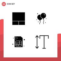 4 icônes créatives signes et symboles modernes de l'échelle de la grille voler la couche mobile 1 éléments de conception vectoriels modifiables vecteur