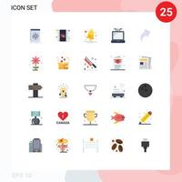 interface mobile ensemble de 25 pictogrammes de couleur plate d'alerte de bureau de film flèche droite éléments de conception vectoriels modifiables vecteur