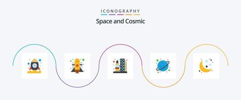 pack d'icônes espace plat 5 comprenant. espace. le transport. planète. espace vecteur