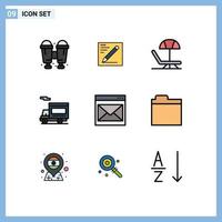 ensemble de 9 symboles d'icônes d'interface utilisateur modernes signes pour le contact par e-mail communication d'été van éléments de conception vectoriels modifiables vecteur