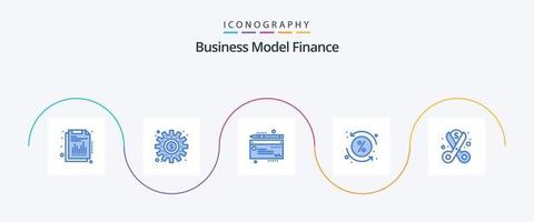 Financer le pack d'icônes bleues 5, y compris la coupe. transaction. travail. pour cent. frais vecteur