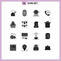 pack d'icônes vectorielles stock de 16 signes et symboles de ligne pour la stratégie de communication d'entreprise de téléphone de machine à écrire éléments de conception vectoriels modifiables vecteur