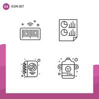 interface utilisateur pack de 4 couleurs plates de base remplies de code à barres journal choses document amour éléments de conception vectoriels modifiables vecteur