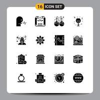 16 icônes créatives signes et symboles modernes de l'éducation partie ballon nuit verre éléments de conception vectoriels modifiables vecteur