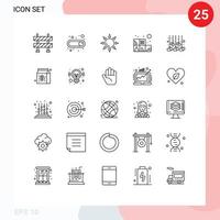 concept de 25 lignes pour les sites Web mobiles et les applications package alimentaire maison mariage coeur éléments de conception vectoriels modifiables vecteur