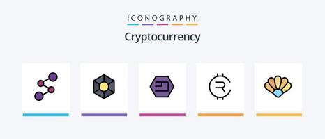 ligne de crypto-monnaie remplie de 5 packs d'icônes comprenant une pièce. crypto. crypto-monnaie. pièce de monnaie. conception d'icônes créatives vecteur