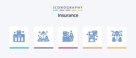 pack d'icônes d'assurance bleu 5, y compris la protection. investissement. bateau. protéger. Assurance. conception d'icônes créatives vecteur