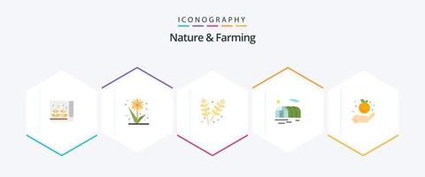 nature et agriculture pack de 25 icônes plates, y compris pomme. agriculture. agriculture. serre. agriculture vecteur