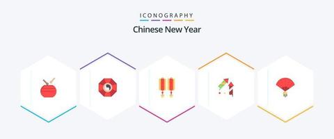 pack d'icônes plat du nouvel an chinois 25, y compris le nouvel an. Nouveau. nouvelle année. chinois. chinois vecteur