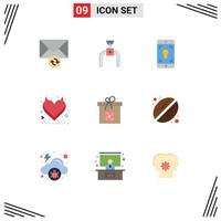 9 icônes créatives signes et symboles modernes de la boîte de printemps coeur cadeau mobile éléments de conception vectoriels modifiables vecteur
