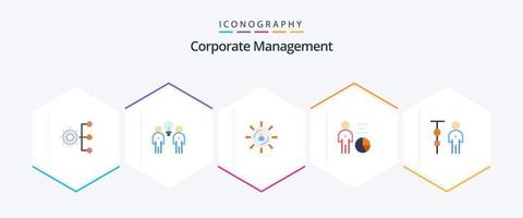 pack d'icônes plates de 25 gestion d'entreprise, y compris l'efficacité. graphique. équipe. référencement. médias vecteur