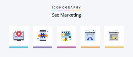 pack d'icônes seo marketing plat 5, y compris le marketing. la toile. panneau d'affichage. le management. document. conception d'icônes créatives vecteur