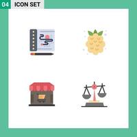 groupe de 4 icônes plates modernes définies pour les achats créatifs aliments fraise gdpr éléments de conception vectoriels modifiables vecteur