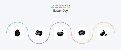 pack d'icônes glyphe de pâques 5 comprenant robbit. Pâques. bol. Oeuf. nid vecteur