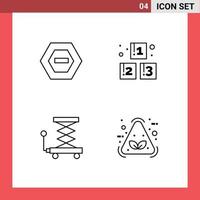 groupe de 4 couleurs plates modernes pour les données de construction hexagonales ciseaux préscolaires éléments de conception vectoriels modifiables vecteur