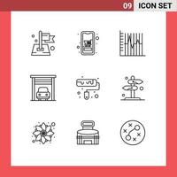 symboles d'icônes universels groupe de 9 contours modernes de statistiques de récupération d'achats de voiture de transport éléments de conception vectoriels modifiables vecteur