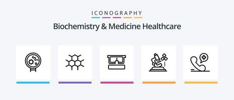 pack d'icônes biochimie et médecine soins de santé ligne 5, y compris l'homme. crâne de la mort. aide. le crâne. médical. conception d'icônes créatives vecteur