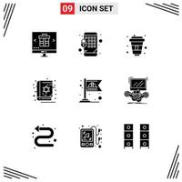 9 icônes créatives signes et symboles modernes du drapeau effrayant cola livre sacré éléments de conception vectoriels modifiables vecteur
