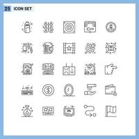 ensemble de 25 symboles d'icônes d'interface utilisateur modernes signes pour la conception d'avatar humain connexion web éléments de conception vectoriels modifiables vecteur