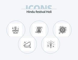 pack d'icônes de ligne holi 5 conception d'icônes. orateur. fête. fête. musique. Thandai vecteur