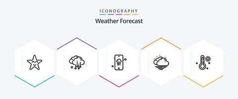 pack d'icônes météo 25 lignes comprenant. . pluvieux. la météo. chaud vecteur