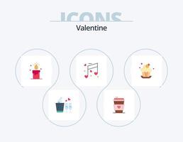pack d'icônes plat valentine 5 conception d'icônes. lumière. l'amour. un verre. journée. Valentin vecteur