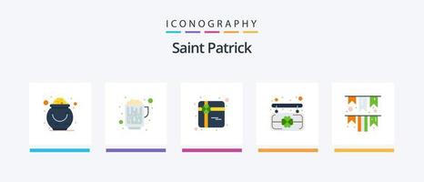 pack d'icônes saint patrick plat 5 comprenant du papier. festival. vin. Patrick. planche. conception d'icônes créatives vecteur