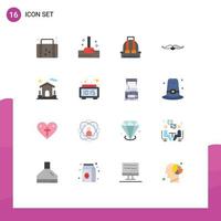 ensemble de pictogrammes de 16 couleurs plates simples de sac de vacances école de bain de voyage pack modifiable d'éléments de conception de vecteur créatif