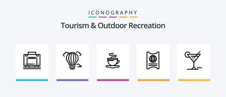pack d'icônes de la ligne 5 de tourisme et de loisirs de plein air, y compris le monde. photo. balle. point de repère. photo. conception d'icônes créatives vecteur